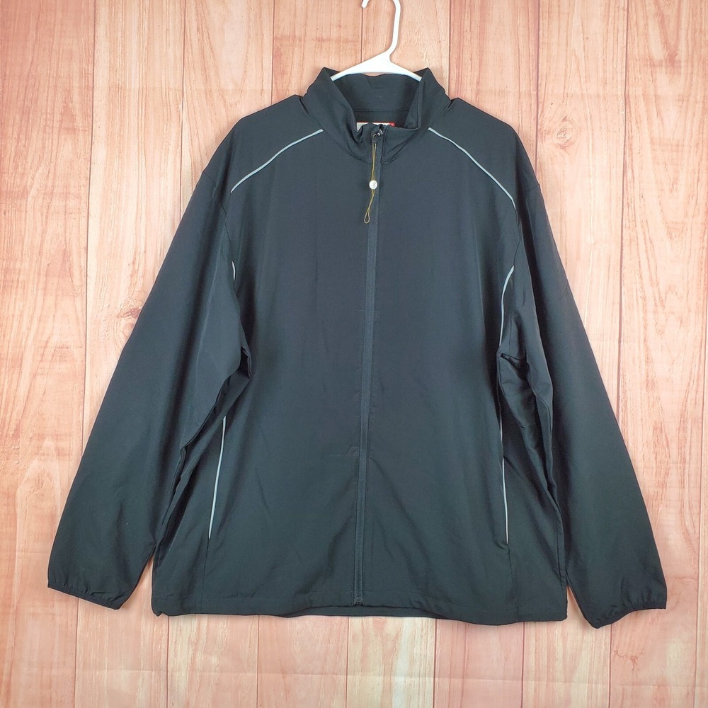 Ben Hogan Men Golf Jacket Sz XL Black Full Zip Mock Neck Long Sleeve Performance